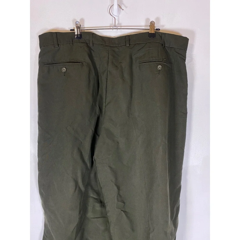 J Ferrar 42x32 Double Pleated Wide Leg Dress Pants Olive Green Career Slacks